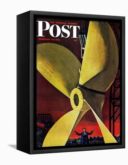 "Ships Propeller," Saturday Evening Post Cover, February 26, 1944-Fred Ludekens-Framed Premier Image Canvas