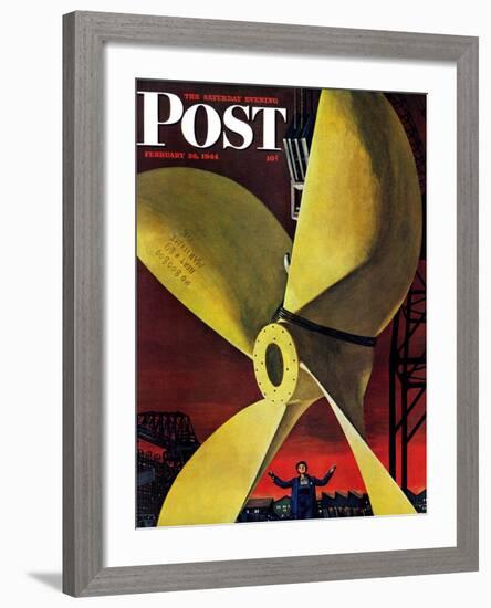 "Ships Propeller," Saturday Evening Post Cover, February 26, 1944-Fred Ludekens-Framed Giclee Print