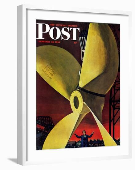 "Ships Propeller," Saturday Evening Post Cover, February 26, 1944-Fred Ludekens-Framed Giclee Print