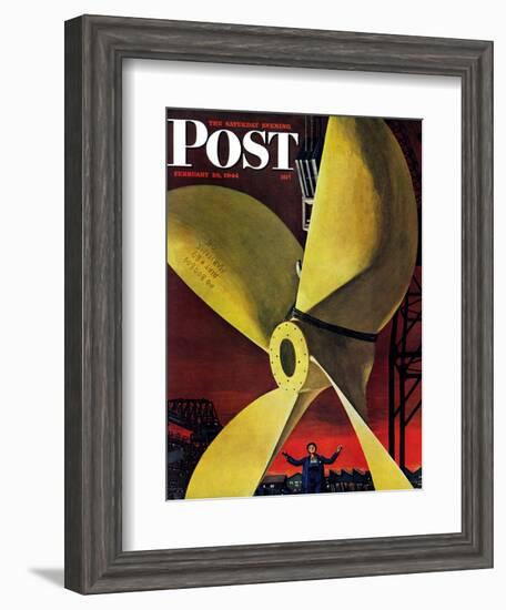 "Ships Propeller," Saturday Evening Post Cover, February 26, 1944-Fred Ludekens-Framed Giclee Print