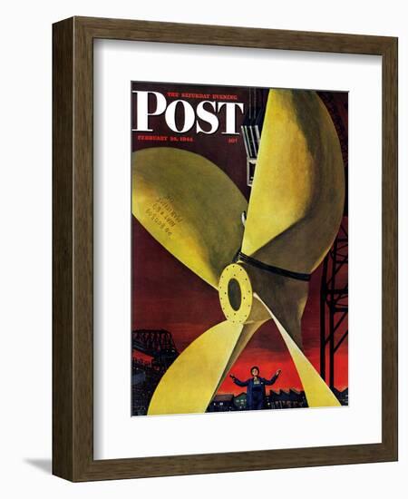 "Ships Propeller," Saturday Evening Post Cover, February 26, 1944-Fred Ludekens-Framed Giclee Print