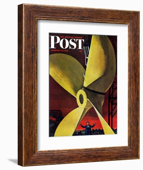 "Ships Propeller," Saturday Evening Post Cover, February 26, 1944-Fred Ludekens-Framed Giclee Print