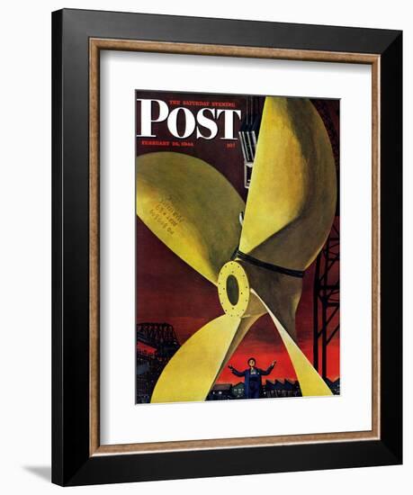 "Ships Propeller," Saturday Evening Post Cover, February 26, 1944-Fred Ludekens-Framed Giclee Print