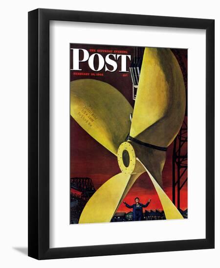 "Ships Propeller," Saturday Evening Post Cover, February 26, 1944-Fred Ludekens-Framed Giclee Print