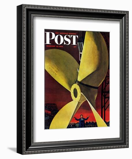 "Ships Propeller," Saturday Evening Post Cover, February 26, 1944-Fred Ludekens-Framed Giclee Print