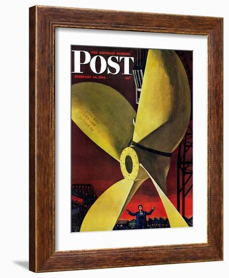 "Ships Propeller," Saturday Evening Post Cover, February 26, 1944-Fred Ludekens-Framed Giclee Print