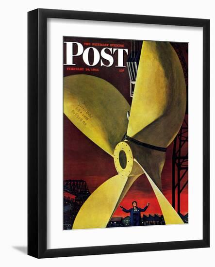 "Ships Propeller," Saturday Evening Post Cover, February 26, 1944-Fred Ludekens-Framed Giclee Print