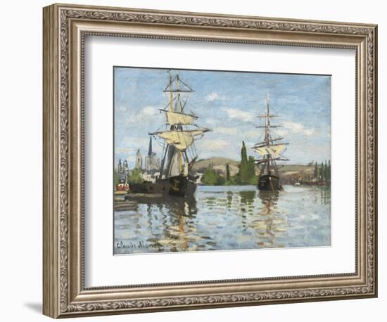 Ships Riding on the Seine at Rouen, 1872- 73-Claude Monet-Framed Giclee Print