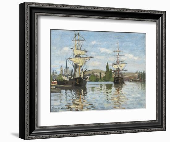 Ships Riding on the Seine at Rouen, 1872- 73-Claude Monet-Framed Giclee Print