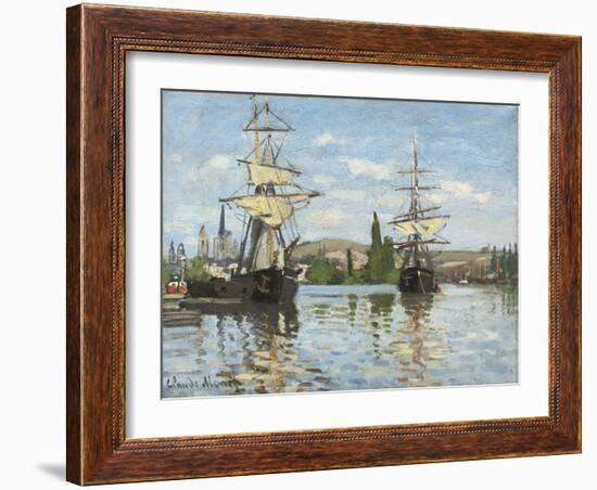 Ships Riding on the Seine at Rouen, 1872- 73-Claude Monet-Framed Giclee Print