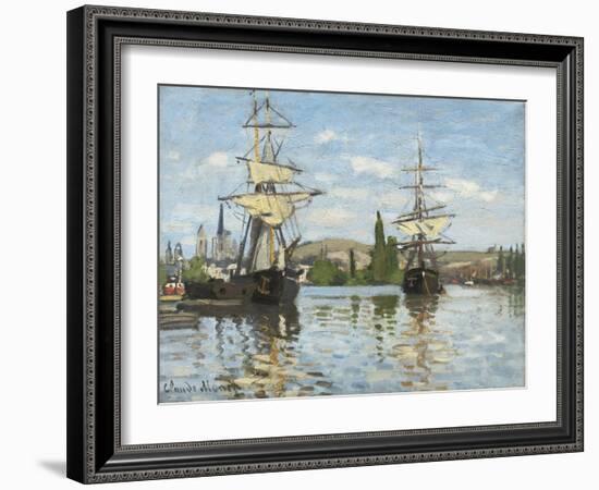 Ships Riding on the Seine at Rouen, 1872- 73-Claude Monet-Framed Giclee Print