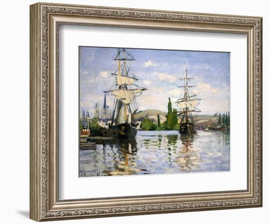 Ships Riding on the Seine at Rouen-Claude Monet-Framed Giclee Print