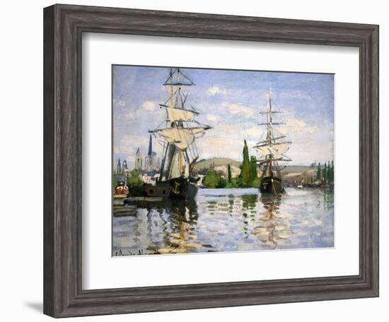 Ships Riding on the Seine at Rouen-Claude Monet-Framed Giclee Print