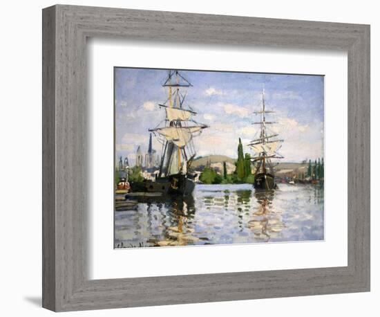 Ships Riding on the Seine at Rouen-Claude Monet-Framed Giclee Print