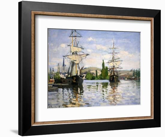 Ships Riding on the Seine at Rouen-Claude Monet-Framed Giclee Print