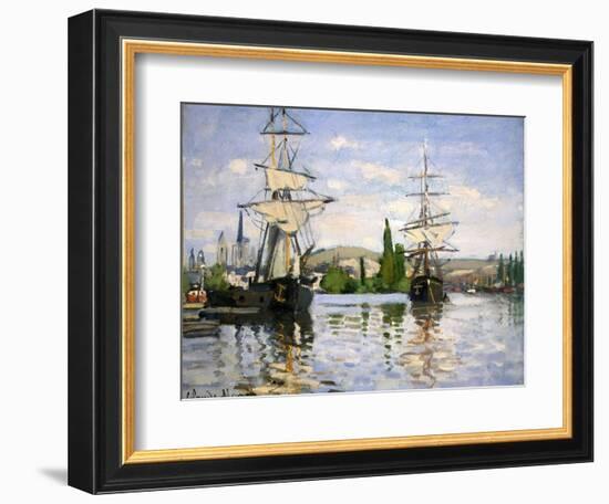 Ships Riding on the Seine at Rouen-Claude Monet-Framed Giclee Print