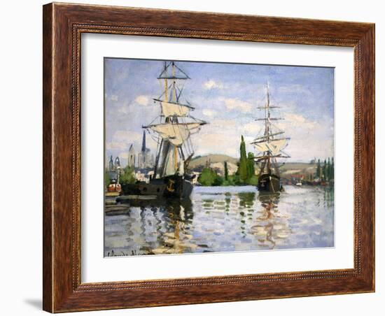 Ships Riding on the Seine at Rouen-Claude Monet-Framed Giclee Print