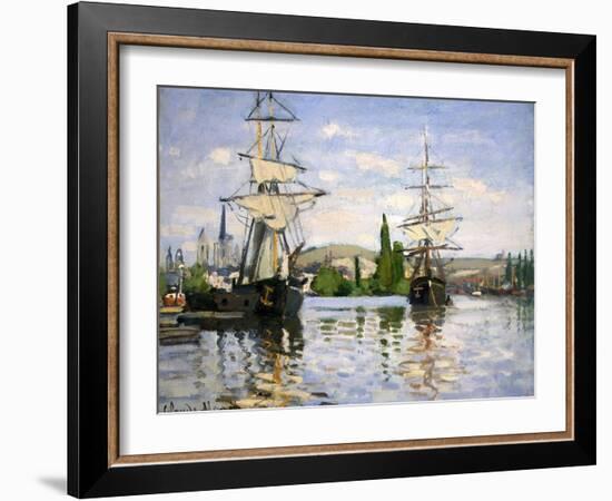 Ships Riding on the Seine at Rouen-Claude Monet-Framed Giclee Print