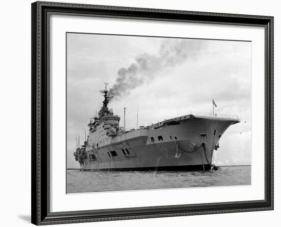 Ships Royal Navy Aircraft Carrier HMS Eagle at Anchor in Plymouth Sound, November 1951-null-Framed Photographic Print