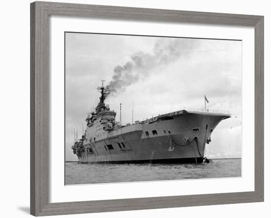 Ships Royal Navy Aircraft Carrier HMS Eagle at Anchor in Plymouth Sound, November 1951-null-Framed Photographic Print