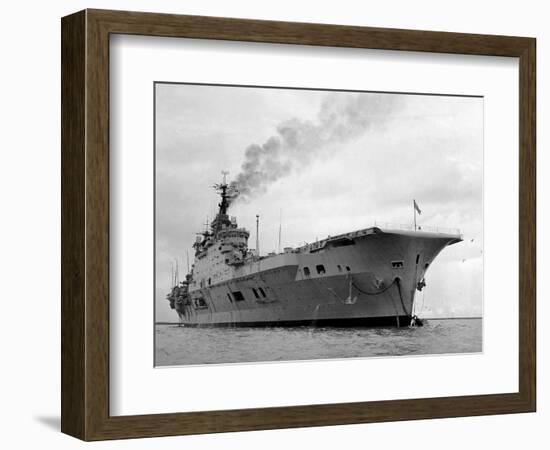 Ships Royal Navy Aircraft Carrier HMS Eagle at Anchor in Plymouth Sound, November 1951-null-Framed Photographic Print