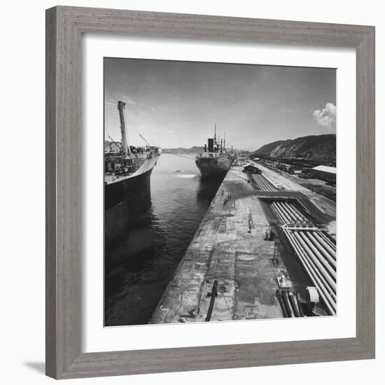 Ships Taking on Oil at the Port-Ralph Crane-Framed Photographic Print