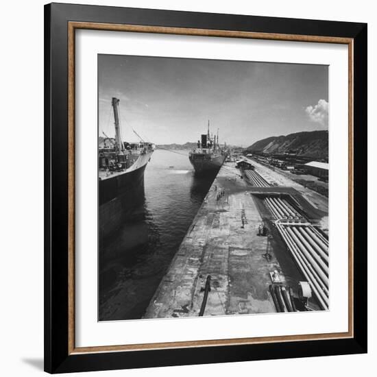 Ships Taking on Oil at the Port-Ralph Crane-Framed Photographic Print