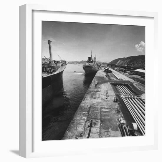 Ships Taking on Oil at the Port-Ralph Crane-Framed Photographic Print