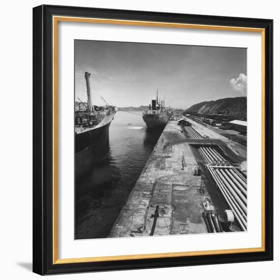 Ships Taking on Oil at the Port-Ralph Crane-Framed Photographic Print