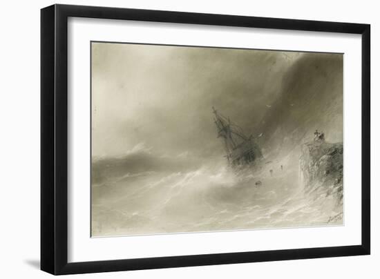 Shipwreck, 1874 (Pencil & Gouache on Paper)-Ivan Konstantinovich Aivazovsky-Framed Giclee Print