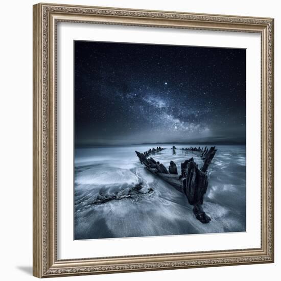 Shipwreck Below the Stars, Glenbeigh, County Kerry, Munster, Ireland-Mariuskasteckas-Framed Photographic Print