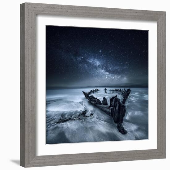 Shipwreck Below the Stars, Glenbeigh, County Kerry, Munster, Ireland-Mariuskasteckas-Framed Photographic Print