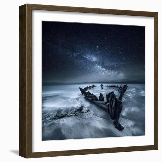 Shipwreck Below the Stars, Glenbeigh, County Kerry, Munster, Ireland-Mariuskasteckas-Framed Photographic Print