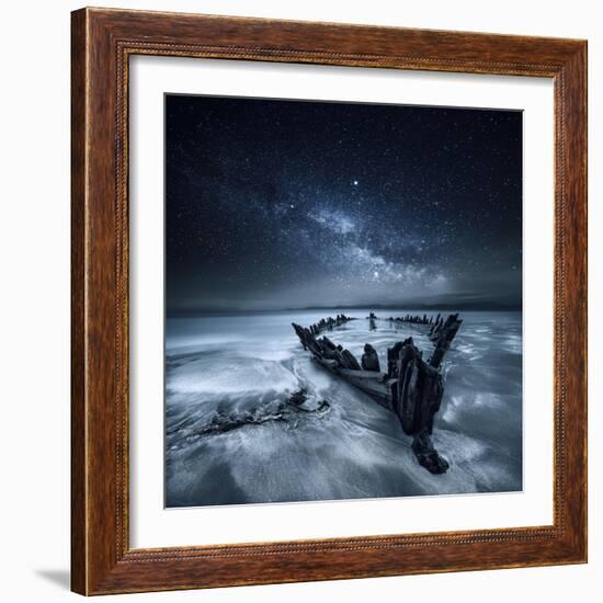 Shipwreck Below the Stars, Glenbeigh, County Kerry, Munster, Ireland-Mariuskasteckas-Framed Photographic Print