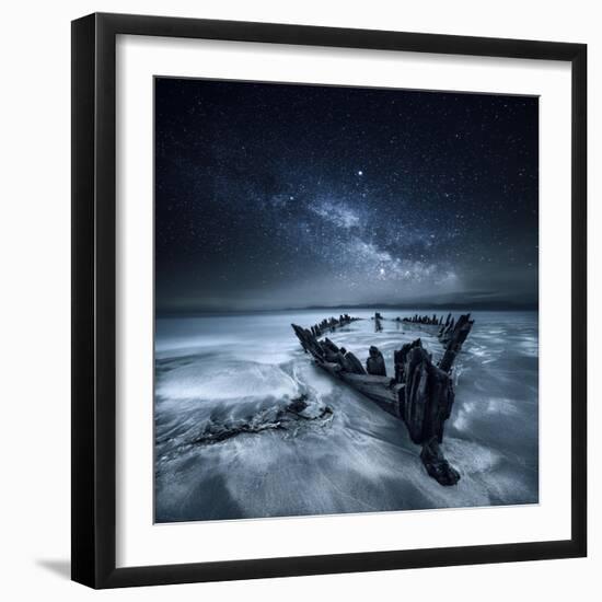 Shipwreck Below the Stars, Glenbeigh, County Kerry, Munster, Ireland-Mariuskasteckas-Framed Photographic Print