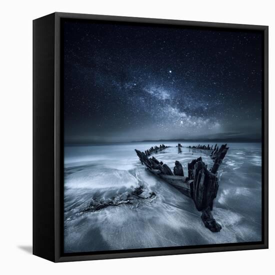 Shipwreck Below the Stars, Glenbeigh, County Kerry, Munster, Ireland-Mariuskasteckas-Framed Premier Image Canvas