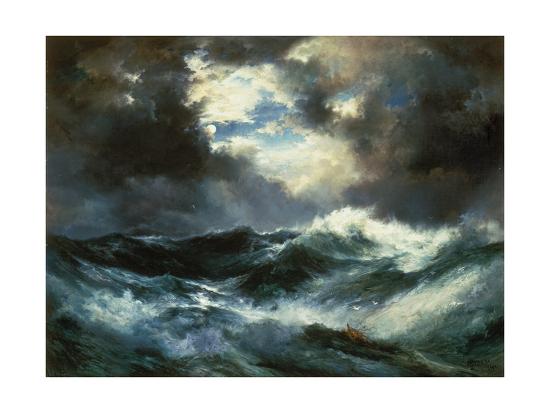 Shipwreck In Stormy Sea At Night Giclee Print Thomas Moran