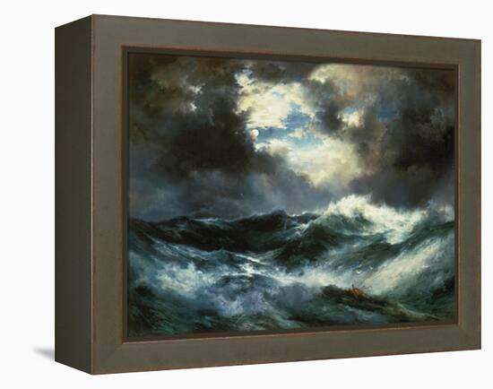 Shipwreck in Stormy Sea at Night-Thomas Moran-Framed Premier Image Canvas