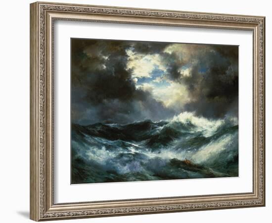 Shipwreck in Stormy Sea at Night-Thomas Moran-Framed Giclee Print