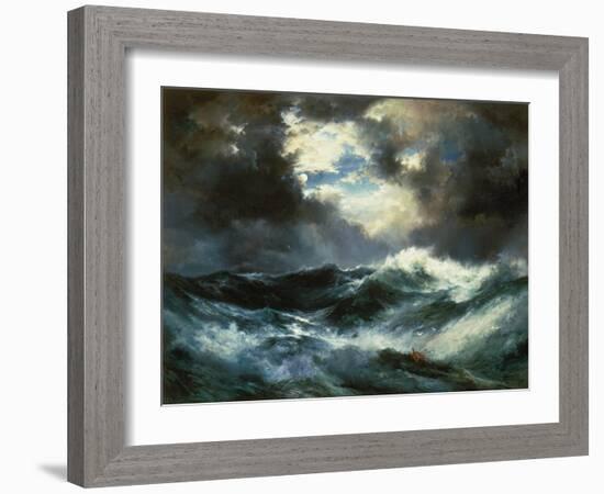 Shipwreck in Stormy Sea at Night-Thomas Moran-Framed Giclee Print