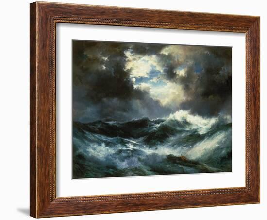 Shipwreck in Stormy Sea at Night-Thomas Moran-Framed Giclee Print