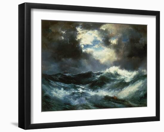 Shipwreck in Stormy Sea at Night-Thomas Moran-Framed Giclee Print