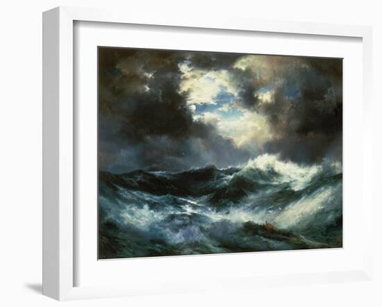 Shipwreck in Stormy Sea at Night-Thomas Moran-Framed Giclee Print