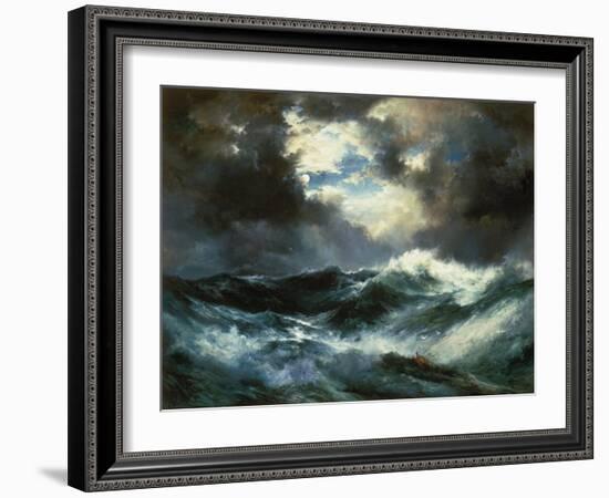 Shipwreck in Stormy Sea at Night-Thomas Moran-Framed Giclee Print