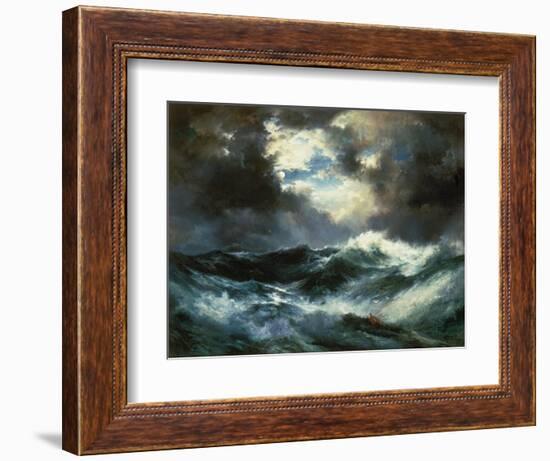 Shipwreck in Stormy Sea at Night-Thomas Moran-Framed Giclee Print