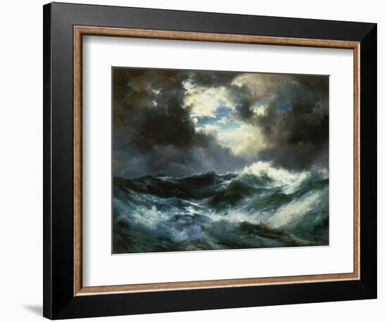 Shipwreck in Stormy Sea at Night-Thomas Moran-Framed Giclee Print