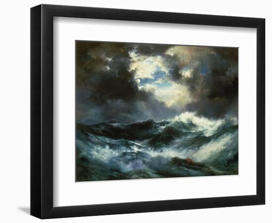 Shipwreck in Stormy Sea at Night-Thomas Moran-Framed Giclee Print