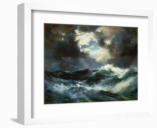 Shipwreck in Stormy Sea at Night-Thomas Moran-Framed Giclee Print