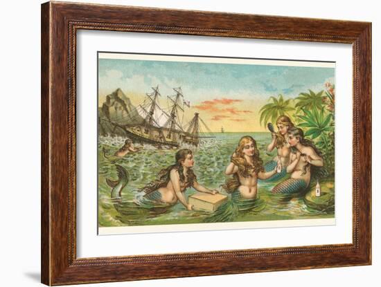 Shipwreck, Mermaids with Salvage-null-Framed Art Print