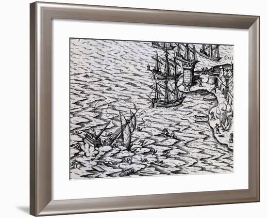 Shipwreck of Caravel, Illustration from Conquest of River Plate-null-Framed Giclee Print